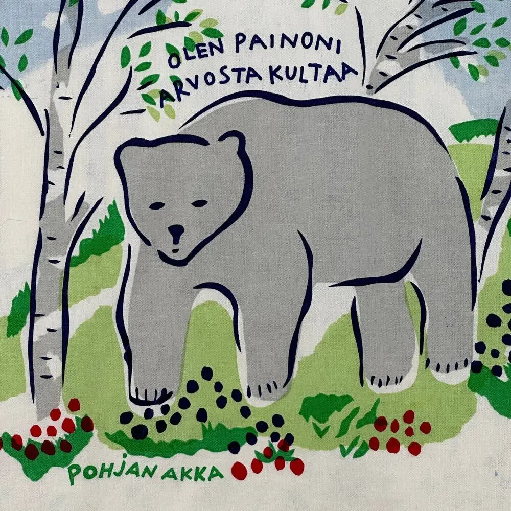 Pohjan Akka Bear In The Woods Printed Cotton Pillowcase Standard Size